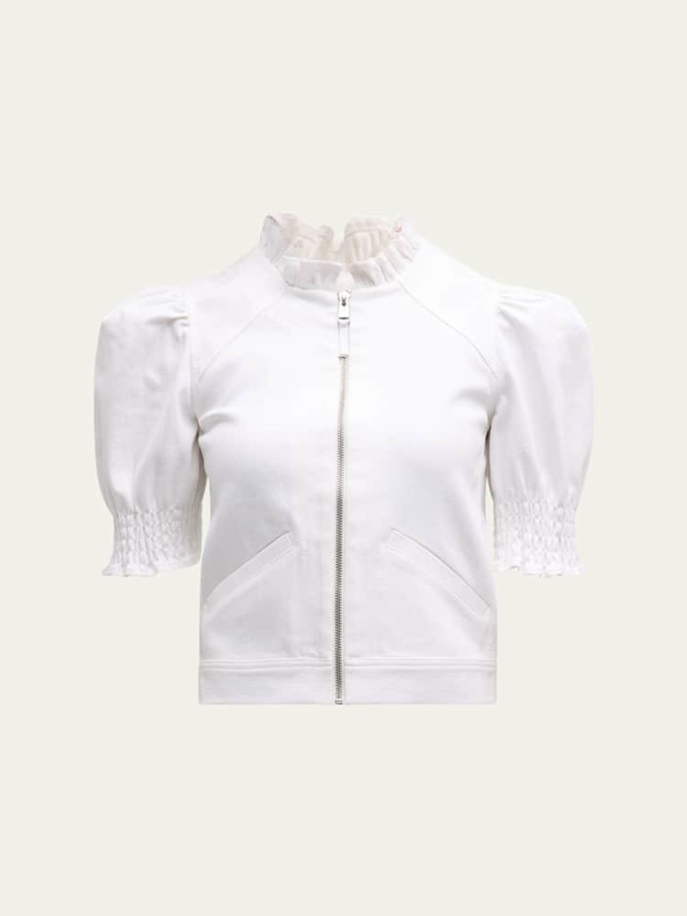 Cinq a Sept Anabella Short Sleeve Zip Jacket in White - Picture 2 of 6